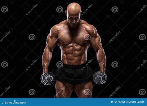 Muscular Man Isolated On The Black Background Strong Male Naked Torso