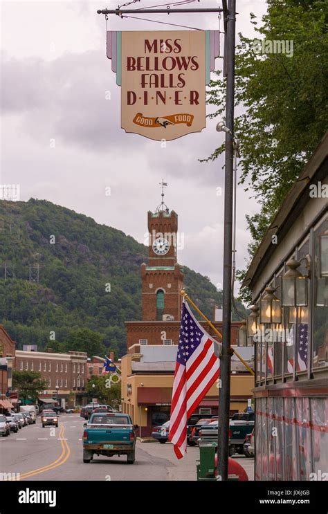 BELLOWS FALLS, VERMONT, USA - Miss Bellows Falls Diner sign Stock Photo ...