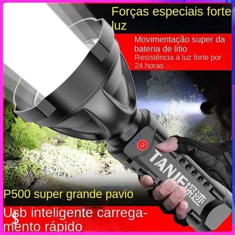 Lanterna Led Potente Luz De Flash T Tico Longo Alcance M Tocha