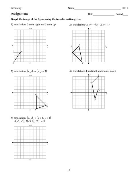 Geometry Transformations Practice Worksheet For 9th 12th Grade