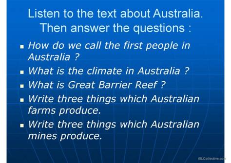 Australia General Readin English Esl Powerpoints