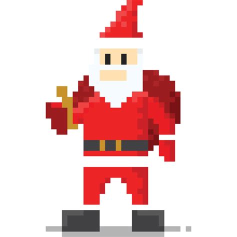 Pixel Art Santa Claus Character Png