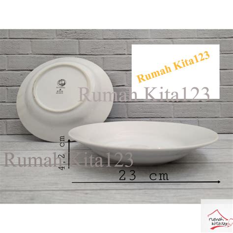 Jual Piring Makan Keramik Cekung Putih Polos Sunbird Ukuran Inch