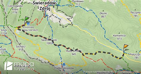 Trasa Stóg Izerski Rozdroże Izerskie mapa turystyczna pl