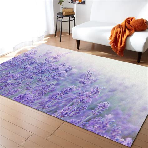 Lavender Purple Flowers Leaves Retro Carpets For Bed Room Rugs And