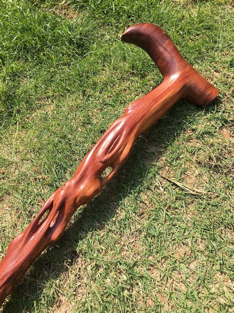 Wooden Walking Cane Red Sandalwood Walking Cane Handcrafted Etsy