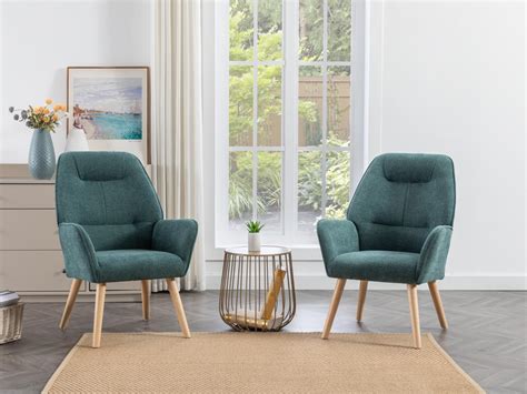 Fauteuil Fixe En Tissu Bleu Canard Style Scandinave OSIMO