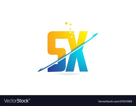 Alphabet Letter Sx S X Combination For Logo Vector Image