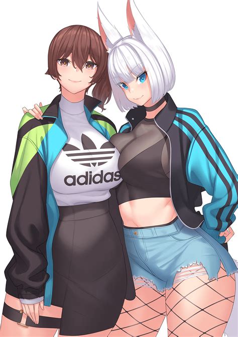 Safebooru 2girls Adidas Animal Ears Asymmetrical Docking Azur Lane