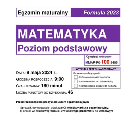 Arkusz Maturalny Matematyka 2024 ODPOWIEDZI ARKUSZE CKE ZADANIA