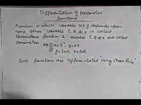 Differentiation Of Parametric Function And Ex 5 6 YouTube