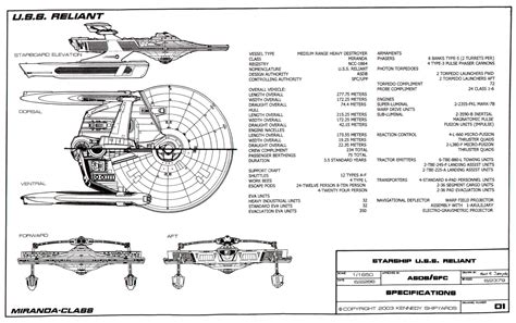 Star Trek Blueprints: Miranda Class Starship U.S.S. Reliant NCC-1864