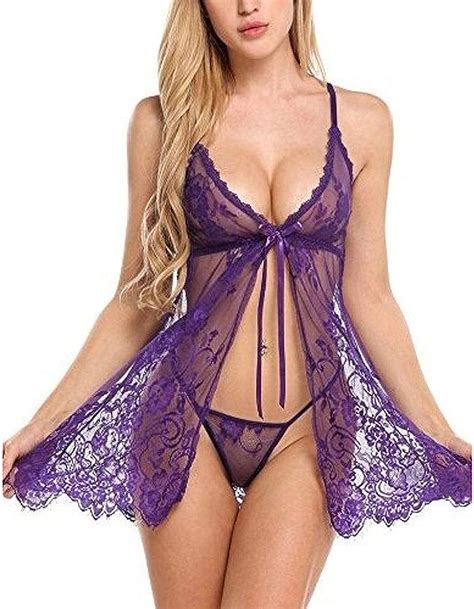 YUXO Lingerie Sexy Per Le Donne Pigiama Aperto Davanti Body Trasparente