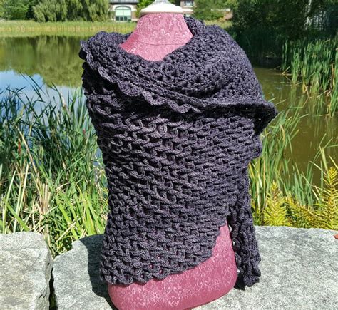 Custom Hand Crocheted Crocodile Stitch Triangle Shawl Wrap