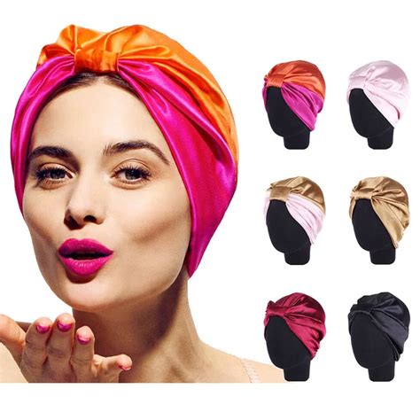 Fashion Silk Turban Bonnet For Women Satin Hat Stretch Headband Beanie