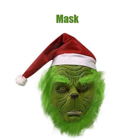 QAZXD Green Thief Stole Christmas Geek Latex Mask Cosplay Party ...