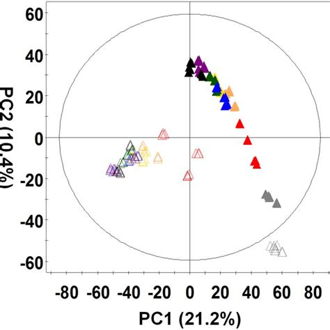 Principal Component Analysis Pca Score Plot Derived From The