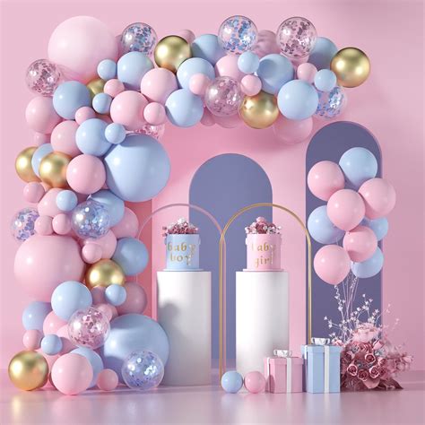 Amazon Janinus Light Pink And Blue Balloon Garland Arch Kit 130