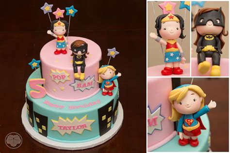 Girl Super Heroes Cake Wonder Woman Super Girl Bat Girl Girls