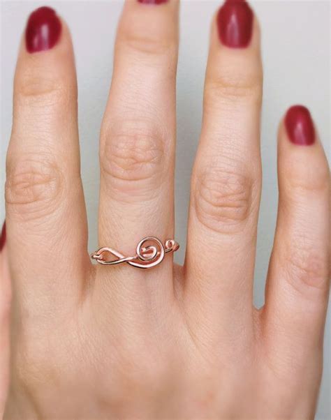 Treble Clef Rose Gold Ring Wire Ring Treble Clef Ring Rose Etsy