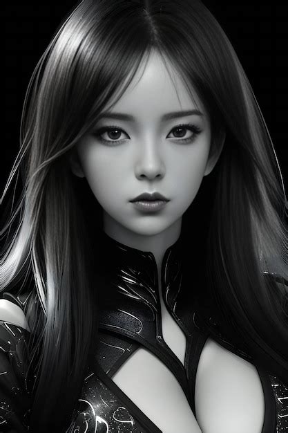 Premium Ai Image Illustration Of A Beautiful Gothic Girl With Black Hair