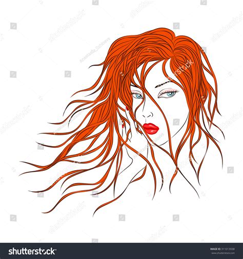 Beautiful Girl Red Hair Vector Illustration Stock Vector Royalty Free