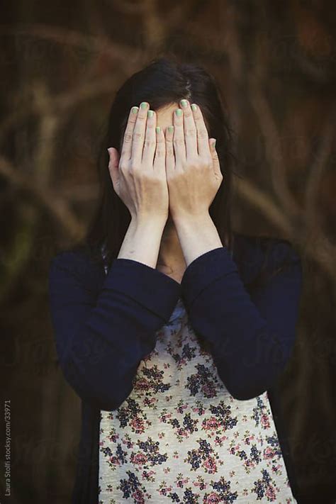 Young Woman Covering Her Face With Her Hands By Laura Stolfi Hide Face Face Faceless