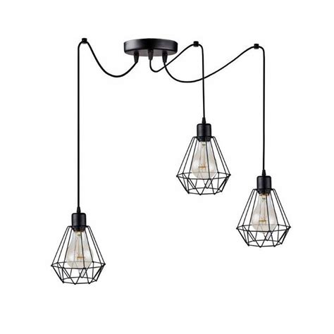 LAMPA WISZĄCA SUFITOWA x3 DRUCIAK CZARNA LOFT E27 387 3 A Cena