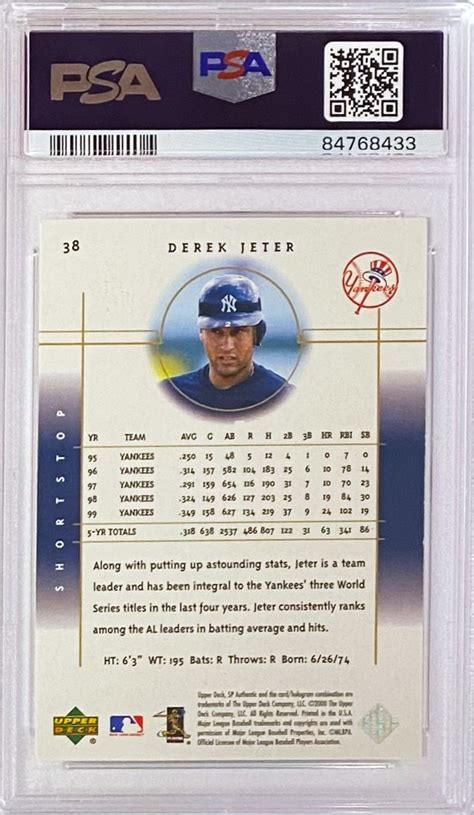 Derek Jeter Upper Deck Sp Authentic New York Yankees Baseball