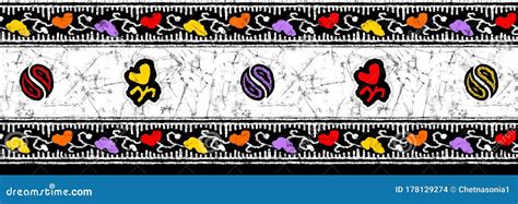 Colorful Batik Design Border Background Stock Illustration