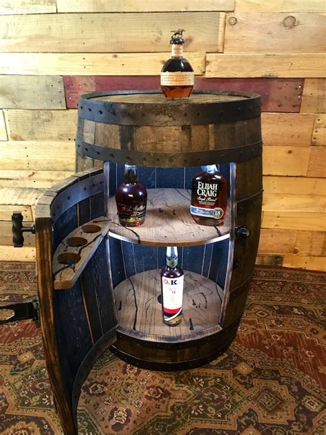 Bourbon Whisky Barrel Cabinet With Spinning Shelves Remote Etsy