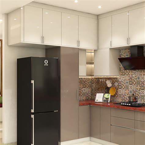 Modern Compact Kitchen Design Idea With Glossy Laminates Livspace