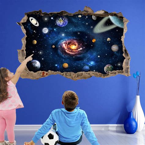 Planets Space Solar System Wall Sticker Mural Decal Print Art Astronomy Stars Kl5 Etsy