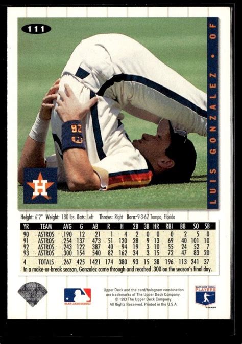 1994 UPPER DECK COLLECTOR S CHOICE LUIS GONZALEZ HOUSTON ASTROS 111 EBay