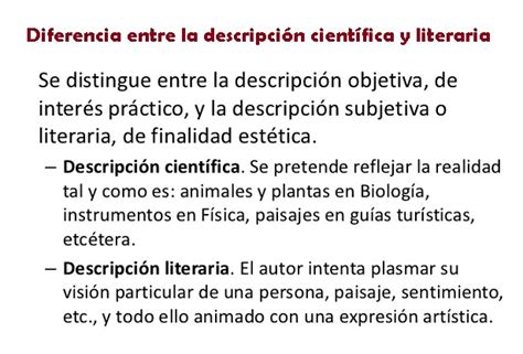 Diferencia Entre La Descripción Científica Y Literaria La Descripción