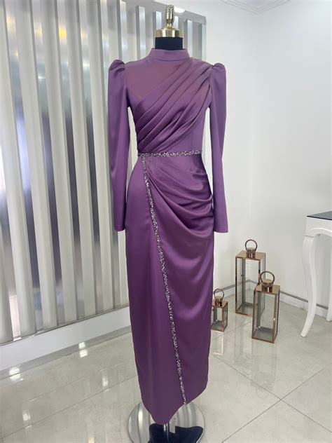 Satin Maxi Dress Dubai Islamic Clothing Hijab Prom Etsy Uk