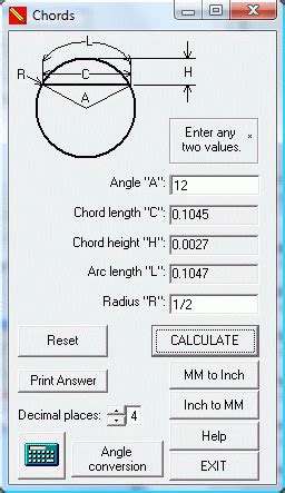 Chord geometry Calculator for Machinists