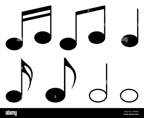 Music Notes Icons Black Notes Symbols Vector Illustration Stock