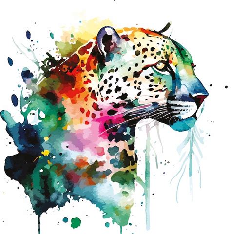 Illustrateur De Vecteur Aquarelle Jaguar Et Léopard Vecteur Premium