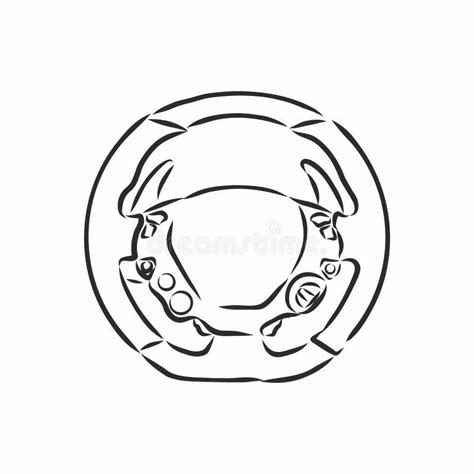 Steering Wheel Doodle Style Car Steering Wheel Vector Sketch