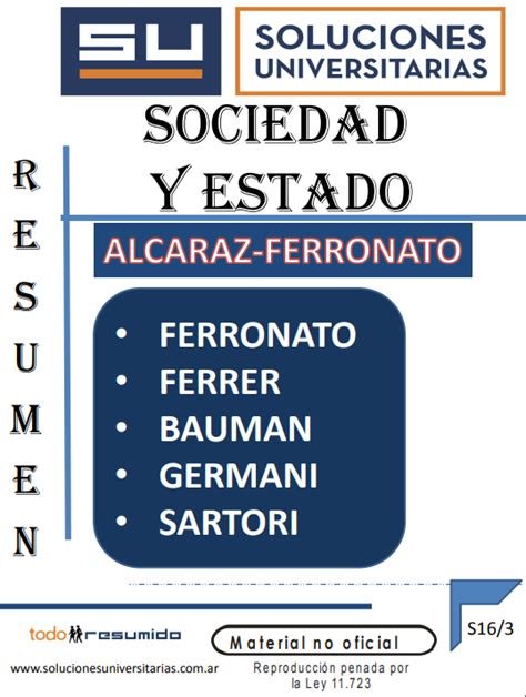 Sociedad Y Estado Alcaraz Ferronato Parcial Todo Cbc