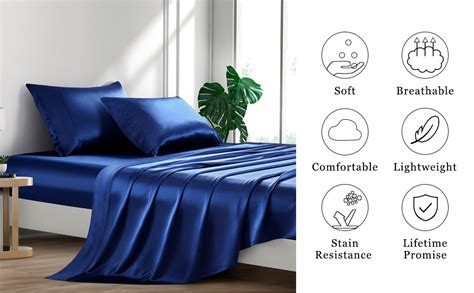 Lanest Housing Silk Satin Sheets Full Size Satin Bed Sheet Set With Deep Pockets