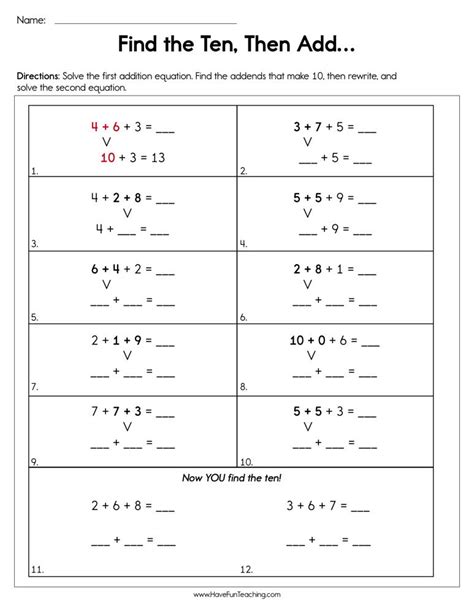 Adding Numbers To Make Worksheets