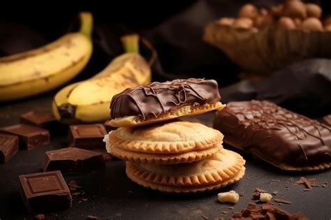 Premium AI Image | Banana choco pies dessert Generate Ai
