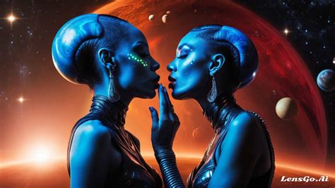 Two Aliens Lesbian Kiss Lipstick Space Stars 2 By Hyuseft On Deviantart