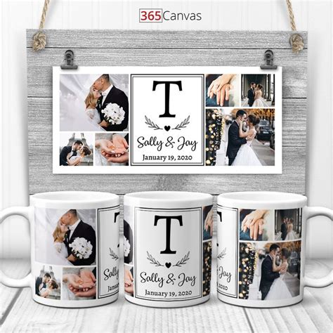 Wedding Photo Collage Monogram Mug | Photo collage gift, Personalized ...