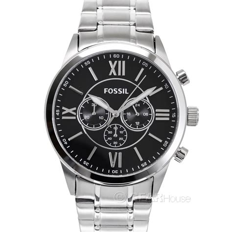 Fossil Bq1125 Flynn Stainless Steel Chronograph Mens Watch Silver Black For Sale Online Ebay