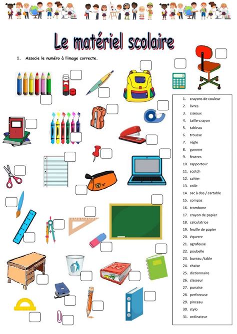 Le Mat Riel Scolaire Interactive Activity For Intermediate French