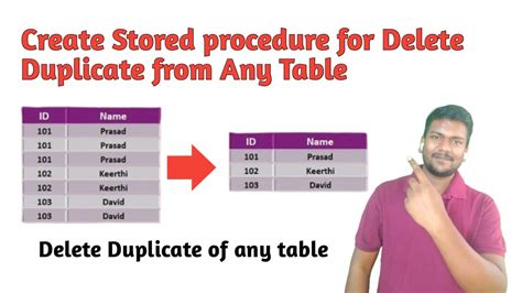 Create A Stored Procedure For Delete Duplicates From Any Table Sql