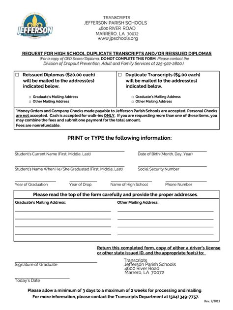 Jefferson Parish School Transcripts Fill Out Sign Online DocHub